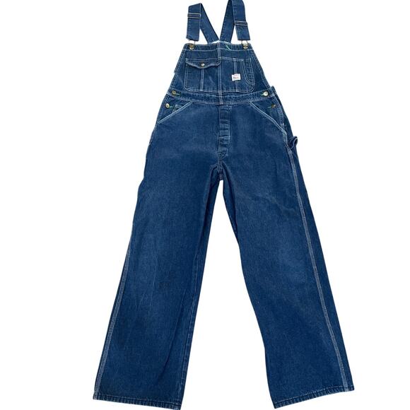 Vintage 60’s POINTER dark Blue Jean Low Back Detachable Bib Overalls medium